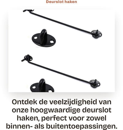 Dailygoods- Deurslot Hoogwaardig RVS - Deurslot Buitendeur - Deurslot Binnen - Deurslot met Haak - Deurslot met Schroeven - 180 Graden Rotatie - Haakslot