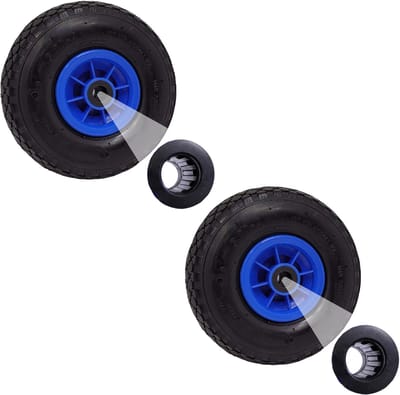 2x steekwagenwiel Pneumatisch wiel 260x85 mm 3,00-4 75 mm gecentreerde naaf Ø 20 mm blauw robuust 4 PR stof