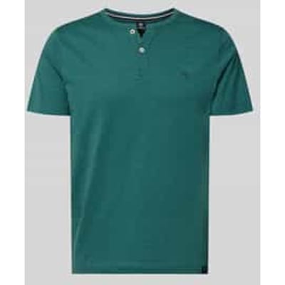 LERROS T-shirt met ronde hals en knoopsluiting , Maat: XXL , Kleur: SOFT TEAL , 100% katoen