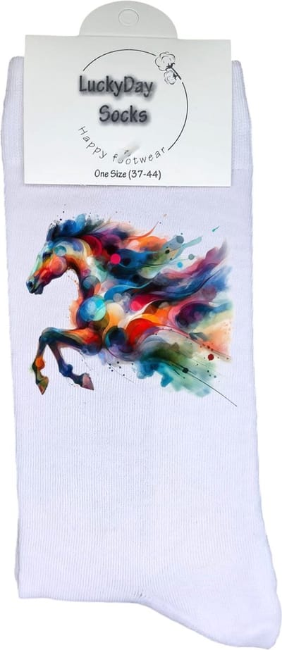 Paard - Opkikker - Grappige sokken - Valentijns cadeau - Verjaardag cadeau - Grappig - Leuke sokken - Vrolijke sokken - Multi color - Kerst Sokken - Vaderdag - Moederdag - Kerstcadeau - Socks die Happy maken - 37-44