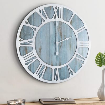 Grote Wandklok - Stille Batterij-aangedreven Rustieke Ronde Klok voor Woonkamer, Slaapkamer en Keuken - 16 inch (40 cm)