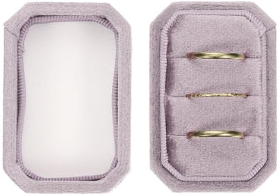Dailygoods - PATIKIL Fluwelen ringdoos 3 vakken, achthoekige 3 ringen dragerhouder, handgemaakte vintage ringen, displayorganizer voor sieradenopslag, voorstel, verloving, huwelijksceremonie, champagnepaars