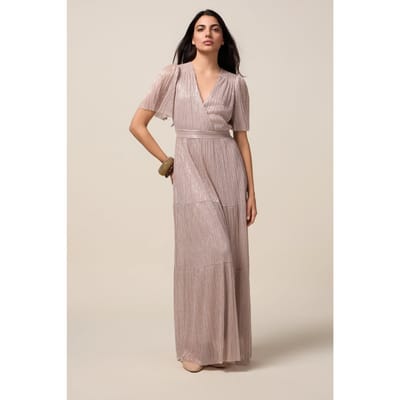Oltre Long Pleated Lurex Dress Pink Maat: S | Maxi Jurken Outlet | Dames | Roze