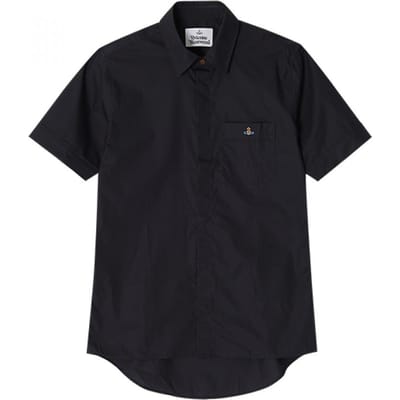 Vivienne WeStwood 24010004 W009q N401 Orb Of Logo Borduurwerk ClaSSiek Korte Mouw Heren S Shirt 24010004 W009Q N401 (48)