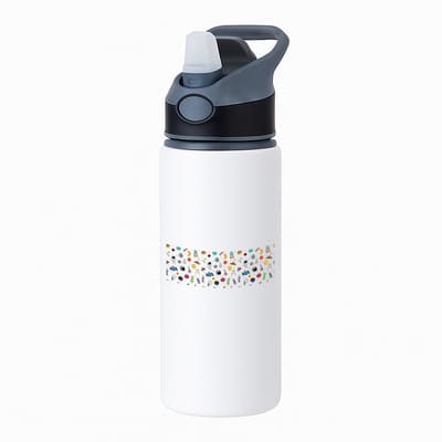 Hacebo® - Ruimte waterfles met rietje zwart - Ruimte - Astronaut - ruimteschip - water fles - 650ML