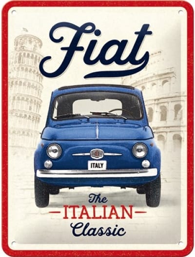 Wandbord 15 x 20 cm - Fiat The Italian Classic