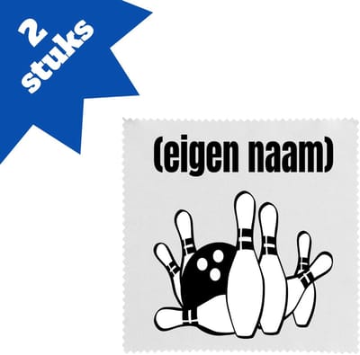 Akyol - bowlen kegels met eigen naam brillendoekjes - Bowlen - ieman die graag bowlt - sport - kegel - bal - verjaardag cadeau - kado - 17,8 bij 17,8 cm - 2 stuks