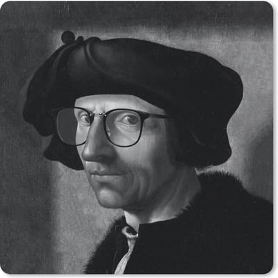 Muismat 20x20 cm - Mousepad Jacob Cornelisz van Oostsanen - Bril - Zwart - Wit - Muismatten