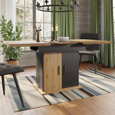 KOMHTOM Uitschuifbare Eettafel 110-140x80 cm - Opklapbare Keukentafel voor 4-6 Personen - Ruimtebesparend - Retro Stijl - voor Keuken en Woonkamer