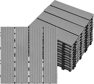22 Stuks Terrastegels WPC 30x30 cm Kliksysteem Houtlook Grijze Vlondertegels