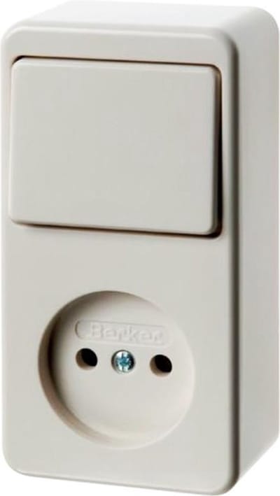Hager Berker Combinatieschakelaar Contactdoos Zonder Massacontact Wit Oppervlak - 61673640 - E3H9B