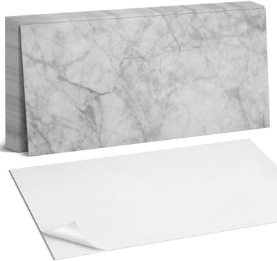 Coloray Plaktegels - Geaderd marmerpatroon Zelfklevende Wandtegels - 40 cm x 20 cm - Grijs Plaktegels - 10 stuks - Rechthoek PVC Tegels - Plaktegels Badkamer - Vloertegels Zelfklevend - Vinyltegels Vloer Zelfklevend - Portugese Tegels