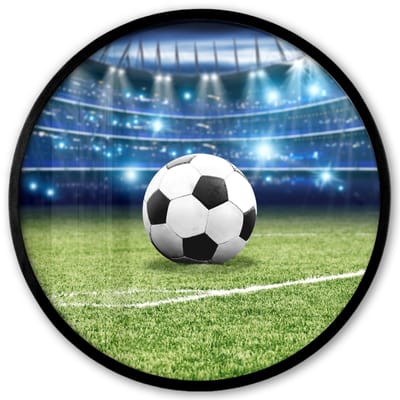 Poster in lijst Rond - Fotolijst 40x40 cm - Posters - Voetbal - Stadion - Bal - Jongens - Ronde posterlijst zwart - Decoratie - Wanddecoratie woonkamer - Muurdecoratie slaapkamer