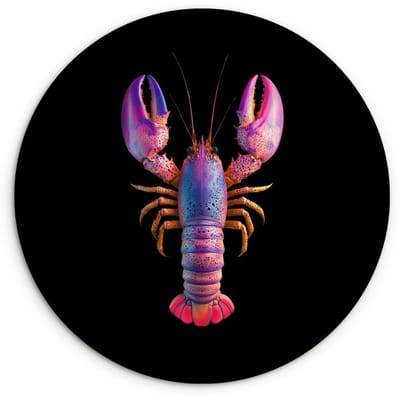 WallCircle® Wandcirkel 60x60 cm - Muurcirkel Kreeft - Paars - Roze - Zwart - Stippen - Lila - Muurdecoratie woonkamer - Wanddecoratie keuken - Kamer decoratie accessoires - Ronde schilderijen