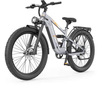 ZAZAWORK CF500 Elektrische Fiets – 250W Motor – 48V 20Ah Batterij – 27,5×3 Inch Banden – Max. Snelheid 25 km/h – Stad & Licht Offroad – Zilver