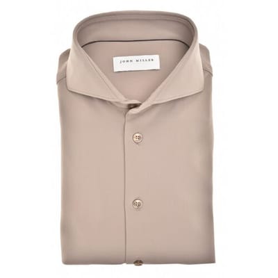 John Miller Overhemd Plain Color Hyperstretch Cutaway Collar Midden Bruin / male