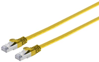 RJ45 Flachkabel m. CAT 7 Rohkabel slim gelb 15m