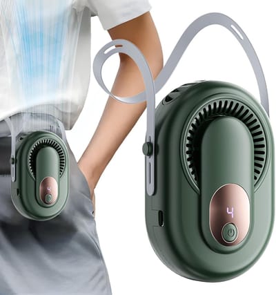 Personal Neck Fan, 5-Speed Small Waist Clip Fan, 2.05 Inches portable compact Led Display Travel, Rechargeable Cooling Tool for Girls, Clip Fans Adjustable