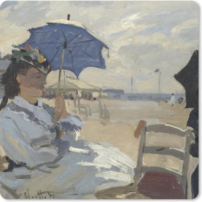 Muismat 20x20 cm - Mousepad Het strand bij Trouville - Claude Monet - Muismatten