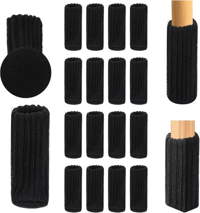 Stoelsokken 16 stuks - Meubelbeschermers - Vloer beschermen - Voor ronde poten - 9 cm hoog - Zwart