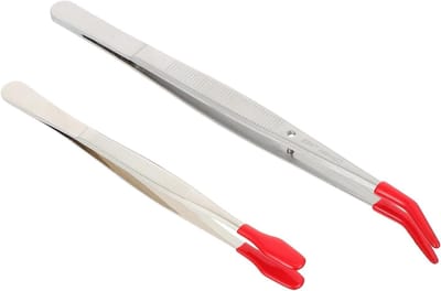 Pincet Kit - Wimper Applicator - Precisie Werk - Roestvrij Staal - 2 Stuks - Rood