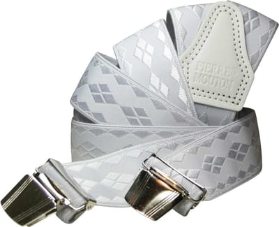 Pierre Mouton Square Bretel - Bretels - Volwassenen - Heren - Wit - 120cm - 3 brede clips - M - L