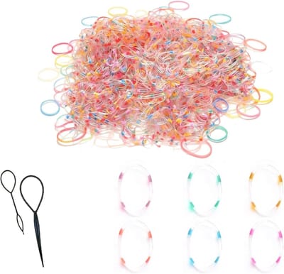 Mini-haarbandenset voor meisjes - 200 kleurrijke elastische haarbanden, 2 cm diameter, ideale paardenstaarthouders met handige opbergtas voor dagelijks gebruik en feestjes