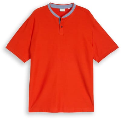 Tom Tailor - Plus Size - Poloshirt met opstaande kraag - Maat 4XL - orange red