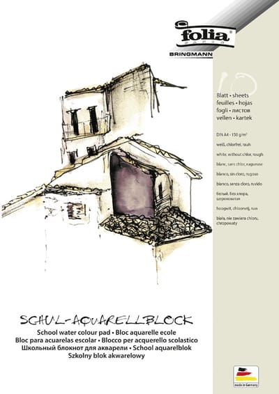 aquarelblok Folia studie A4 150gr 3-voudig verlijmd 10 vel grof