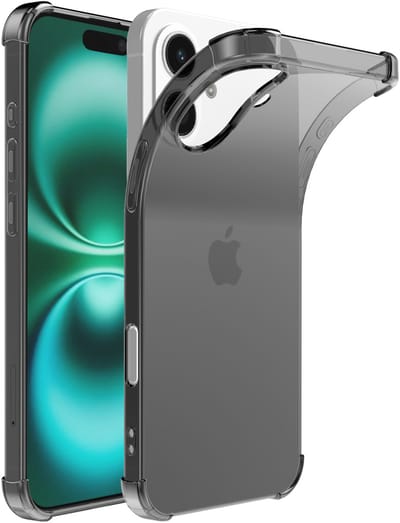 Smartphonica Telefoonhoesje Geschikt voor iPhone 16 Plus Transparant Schokbestendig Siliconen Hoesje met Stootrand - Shockproof Back Cover Case - Zwart geschikt voor iPhone 16 Plus