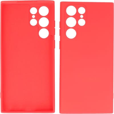 Hoesje Geschikt voor Samsung Galaxy S22 Ultra - 2.0mm Dikke Fashion Telefoonhoesje Backcover - Siliconen Hoesje - Rood