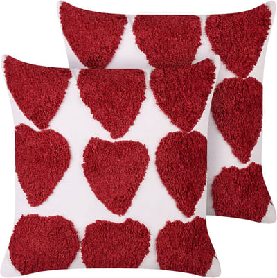MINGORA - Sierkussen set van 2 - Rood/Wit - 45 x 45 cm - Katoen