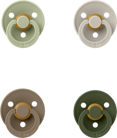 Bibs fopspeen 0-6 maand Set 4 stuks Hunter Green,Dark Oak,Sand en Sage Maat 1