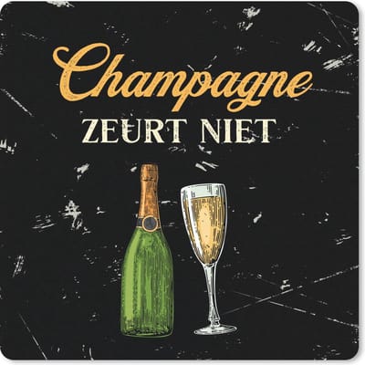 Muismat 20x20 cm - Mousepad Champagne - Fles - Glas - Muismatten - Cadeau voor vrouw - Cadeau voor man