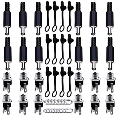 DC Adapterset Met 12 Holle Stekkers en Rubberen Beschermkleppen voor Audio Video Mobiele Apparaten