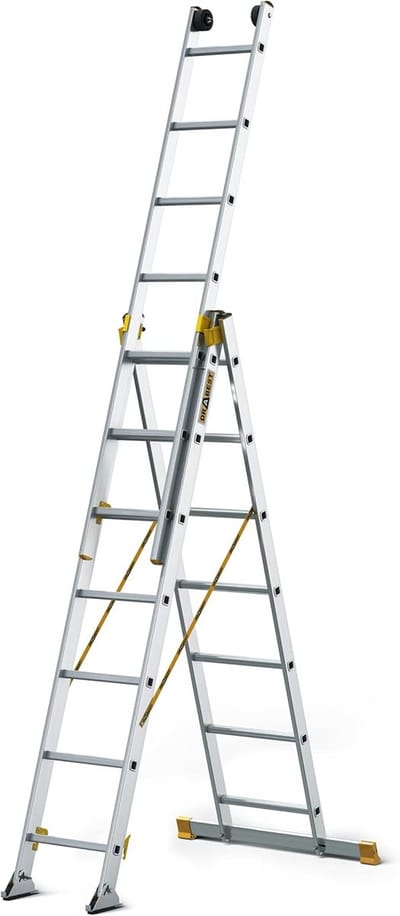 Professionele Aluminium Vouwladder 3-delig - 3x7 Treden - Max 150 kg - 4.41 Meter - Antislip