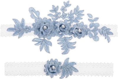 2 Stuks Bruids Garter met Bloemen en Strass - Elastische Kousenbanden voor Bruidsmeisjes en Bruiloft Decoratie in Wit