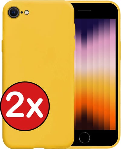Hoesje - 2 Stuks - Geschikt voor Apple iPhone SE (2022) - Sterk & Shockproof - Telefoonhoes - Back Cover - Case Siliconen - Telefoon Hoes - Geel