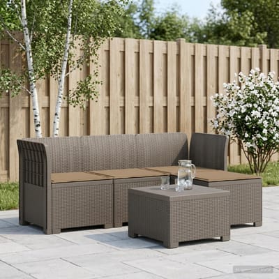 vidaXL - 4-Zitter - Tuin - Sofa - met - Kussens - Rattan - Look - PP - Lichtgrijs
