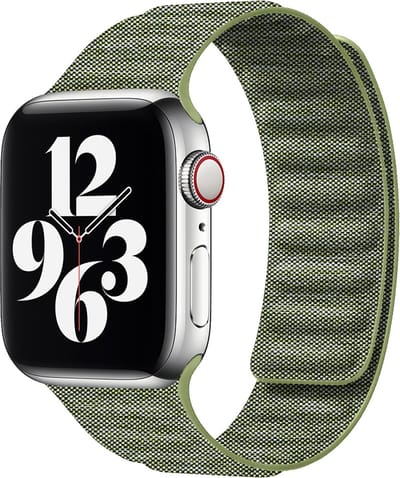 By Qubix - Geschikt voor Apple Watch bandje - Denim nylon bandje - Groen - Geschikt voor Apple Watch 38mm / 40mm / 41mm / 42mm - nylon - bandje iWatch