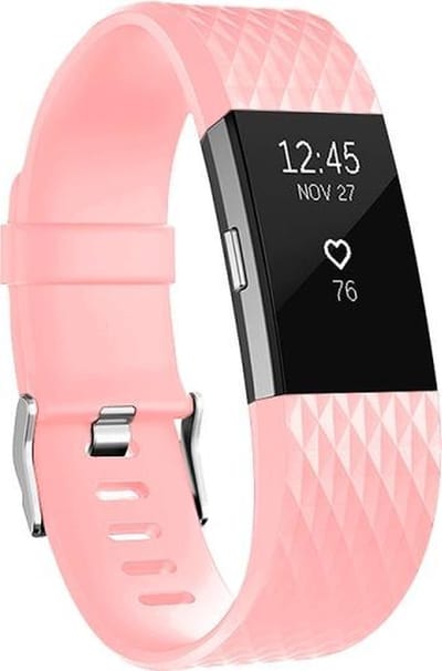 By Qubix - Compatible Fitbit bandje - Geschikt voor fitbit Charge 2 siliconen bandje - Maat: Large - Roze - Horlogeband - smartwatchbandje