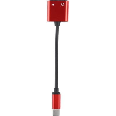 2 in 1 3.5mm Type C o Adapter Converter o Koptelefoonadapter(Rood)