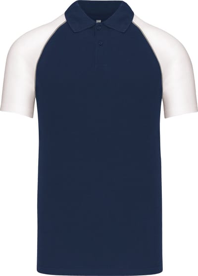 Herenpolo 'Baseball' korte mouwen Navy/White - M