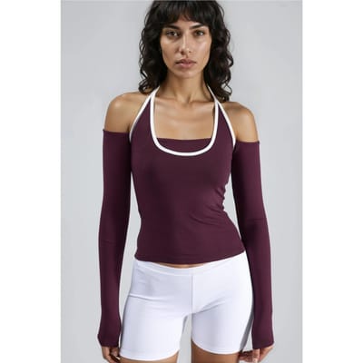 Slim Fit Gebreide Blouse met U-Hals en Contrastafwerking