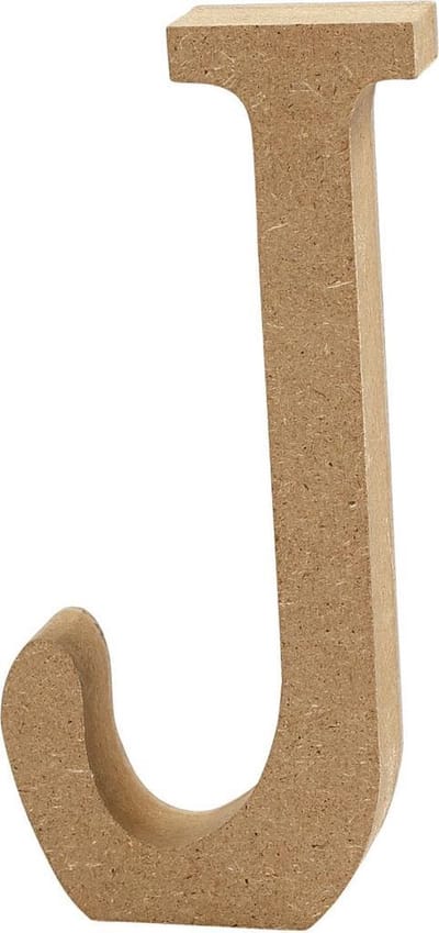 Letter, J, H: 13 cm, dikte 2 cm, 1 stuk