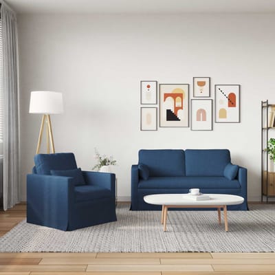 vidaXL Bankstel 2 pcs Blauw 158 x 78 x 80 cm Stof