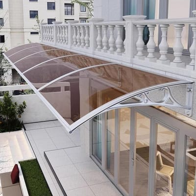 Deurluifel - Regenbescherming - Entree Beschermen - Slagvast Polycarbonaat - 80x280cm - Bruin Zilver