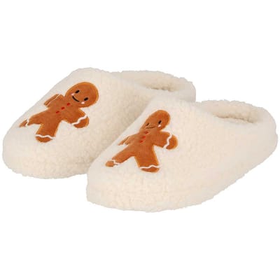 Morethansocks - Kerst sloffen dames- Off White - Maat 37/38 - kerst pantoffels - pantoffels kerst - Kerstmis