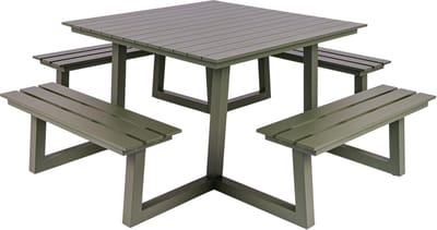 MaximaVida vierkante aluminium picknicktafel Dex 215 cm olijfgroen - open instap