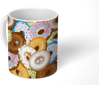 Mok - Koffiemok - Donuts - Patronen - Sterren - Mokken - 350 ML - Beker - Koffiemokken - Theemok